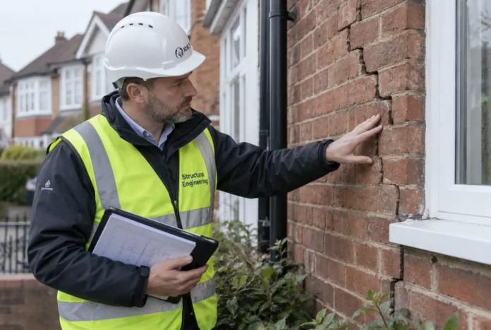 Structural Engineer inspecting wall crack